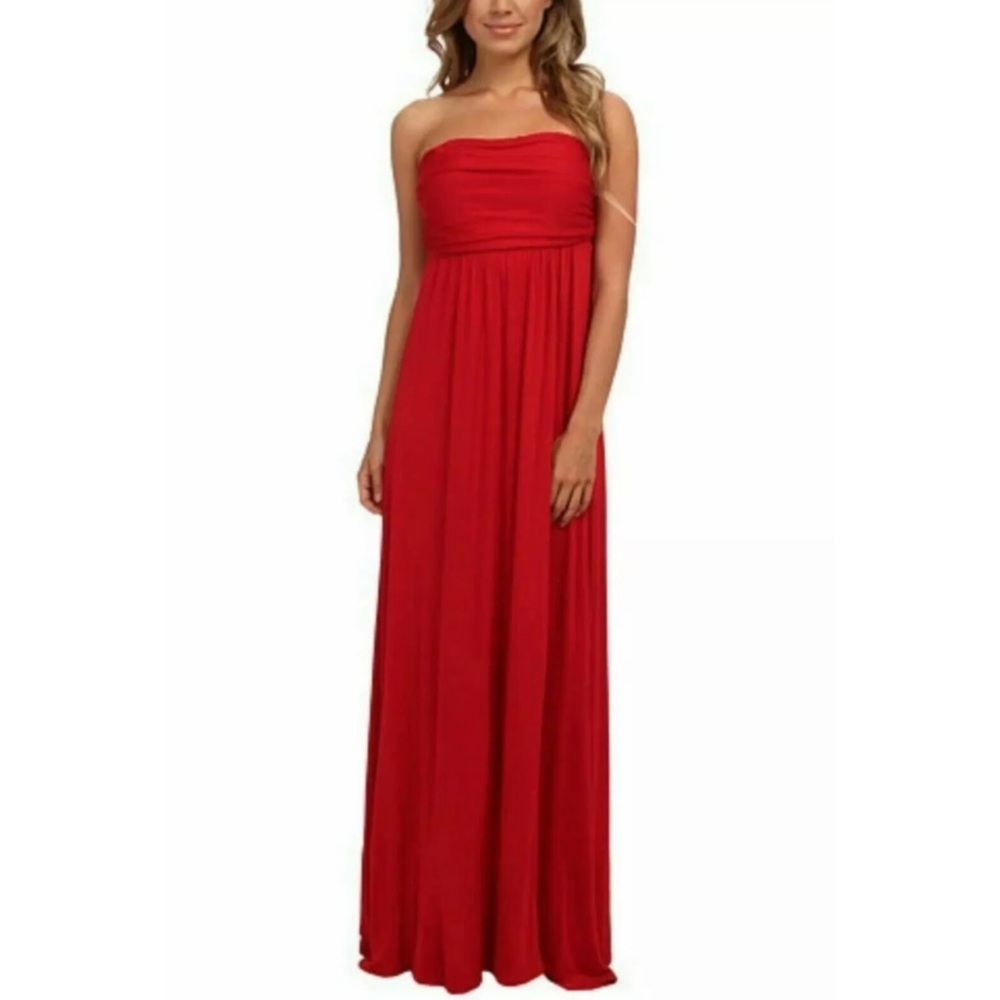 Culture Phit Red Hally Strapless Maxi Dress